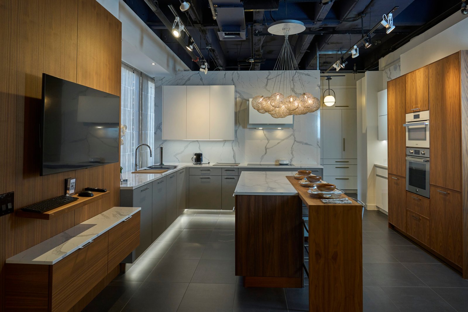 Quartz countertop full slab backsplash island