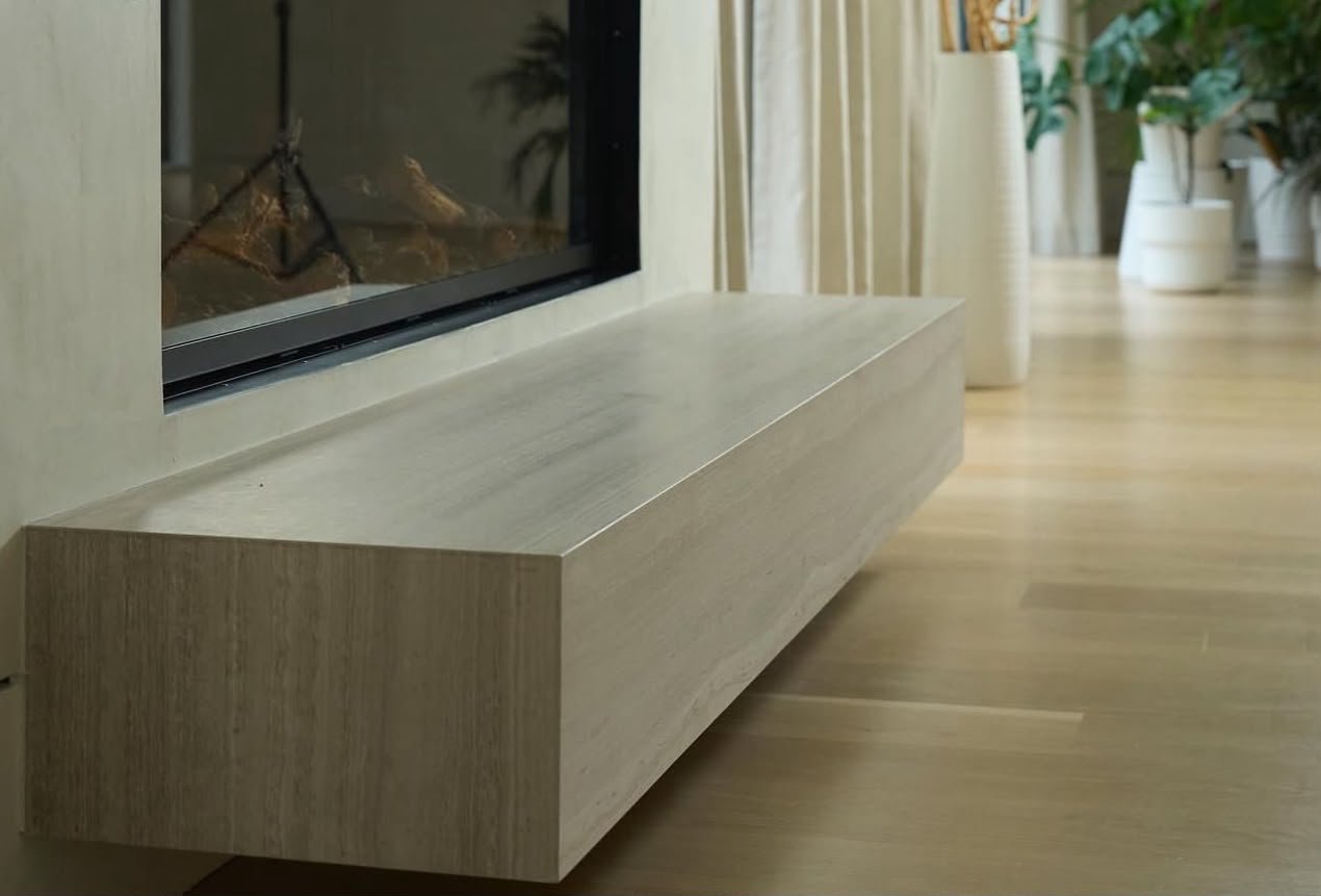Natural stone fireplace detail in New York City