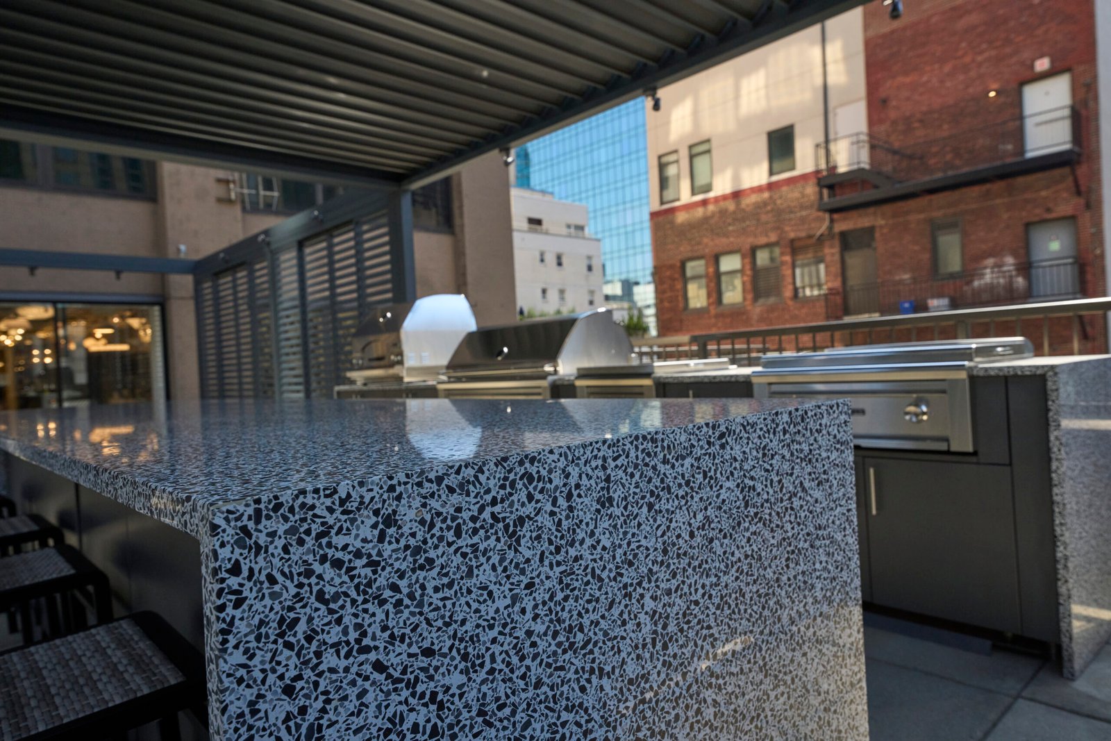 Rooftop outdoor kitchen terrazzo bar top