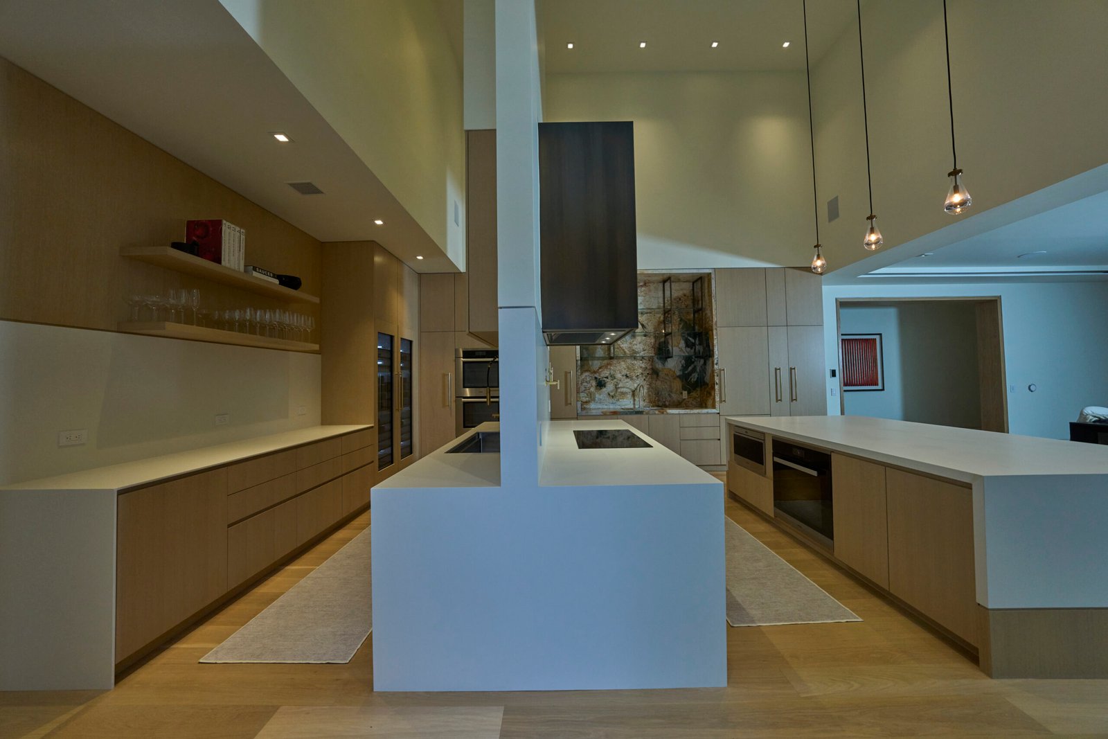 White porcelain kitchen countertop large island